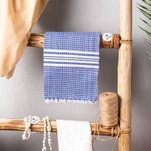 Set of 2 Kitchen Hand Towels, Bathroom Hand Towels | White, Blue